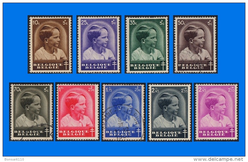 BE 1936-0001, Anti-tuberculosis Fund & International Stamp Day, Set (8V) & A Single,  M&FU - Used Stamps