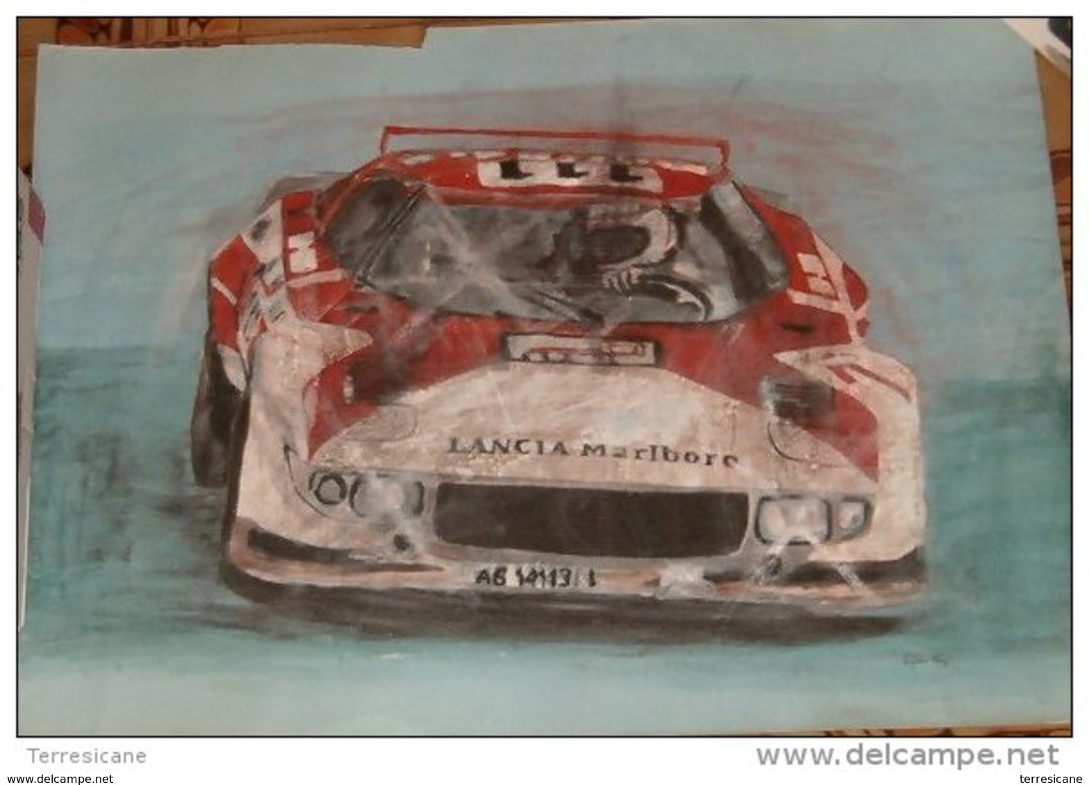 X LANCIA STRATOS SANDRO MUNARI DISEGNO SU CARTONCINO 50X70 STRAPPO ALTO V. FOTO Tecnica Mista - Disegni