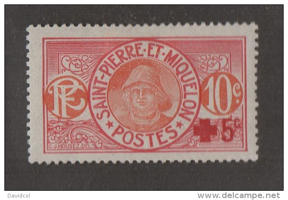 N227-  ST. PIERRE ET MIQUELON. . SCOTT # : B1  . MH. RED CROSS SURCHARGE - Unused Stamps
