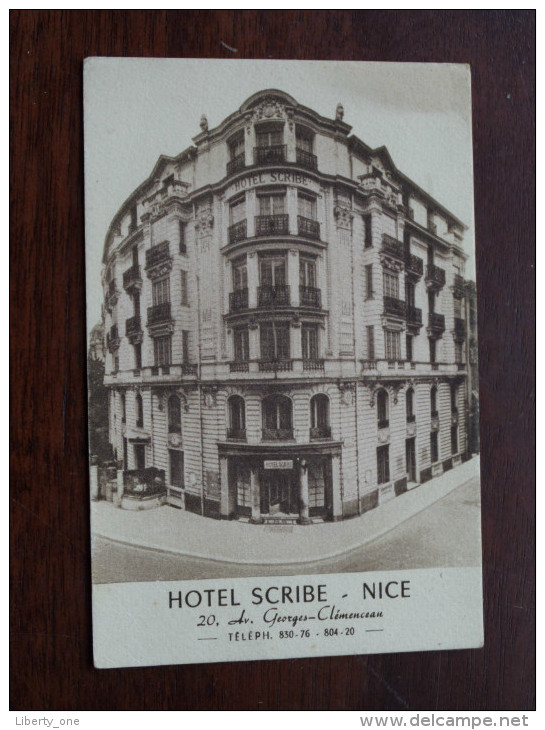 Hotel SCRIBE - 20 Av. Georges Clémenceau NICE - Anno 19?? ( Reclame Kaart / Zie Foto Voor Details ) !! - Hotels & Restaurants