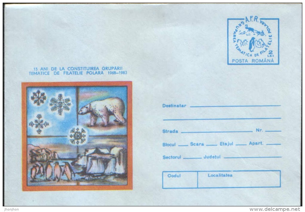 Romania-  Stationery Cover Unused - Polar Bear, Penguins -15 Years Since The Founding Of The Group Of Polar Philately - Events & Commemorations