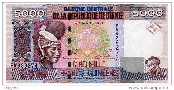 GUINEA 5000 FRANCS 2012 Pick 41b Unc - Guinee