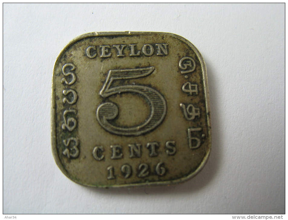 CEYLON 5 CENTS  1926 COIN  LOT 27 NUM 5 - Sonstige – Asien