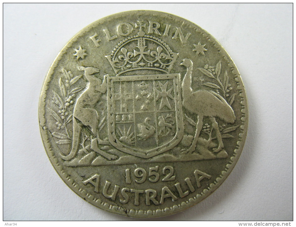 AUSTRALIA 1 ONE FLORIN 2 SHILLING KM 48   SILVER  500   1952   COIN  LOT 27 NUM 12 - Azerbaiyán