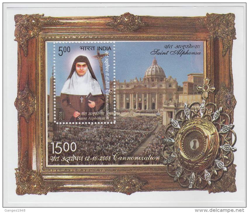 India  2008  Saint Alphonsa Cannonization  Miniature Sheet # 62504 - Famous Ladies