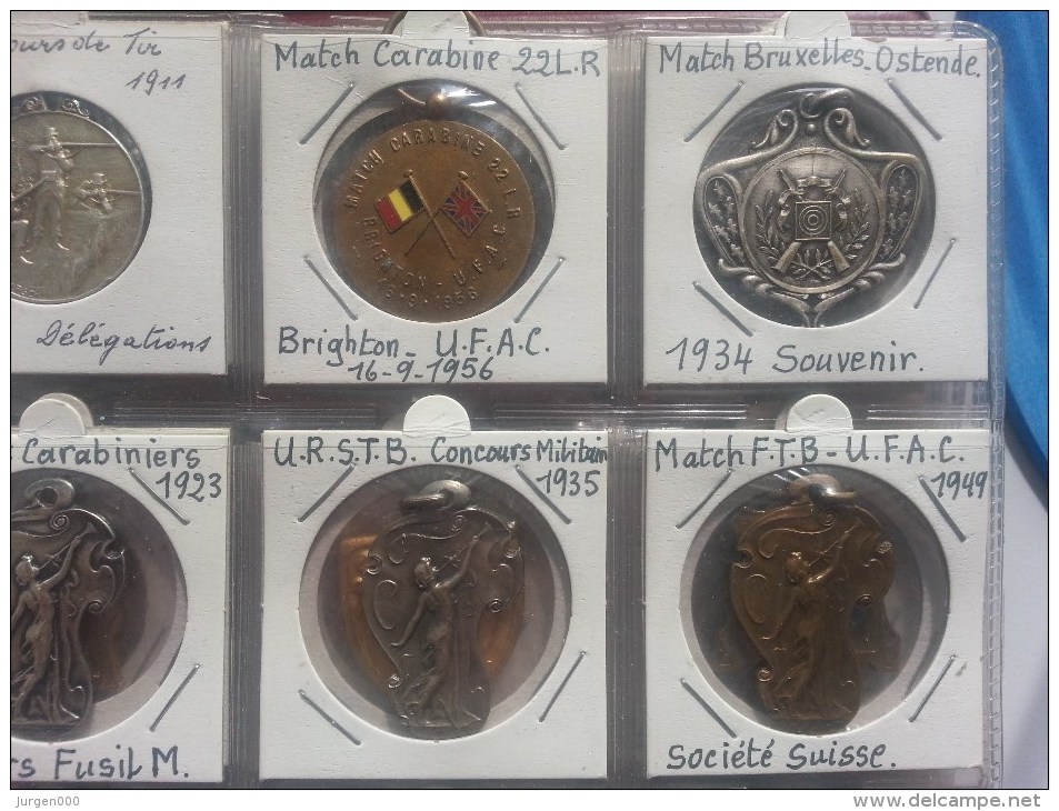 Collection +300 medailles Schutterswedstrijden, Tir, Chasseurs, enz., 1900-1950, ENORM !!!