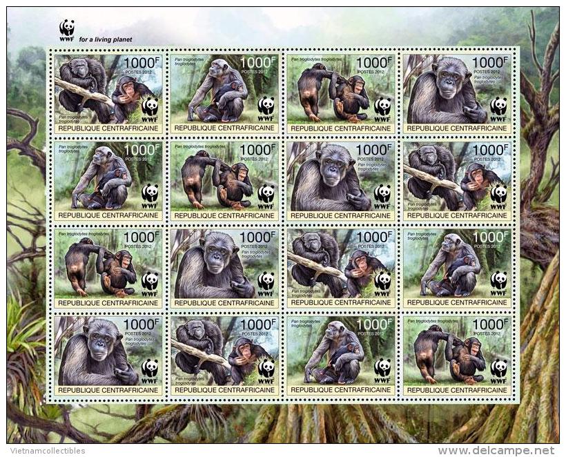 (wwf-500) W.W.F. Central Africa Central Chimpanzee MNH Perf Sheetlet 2012 - Unused Stamps