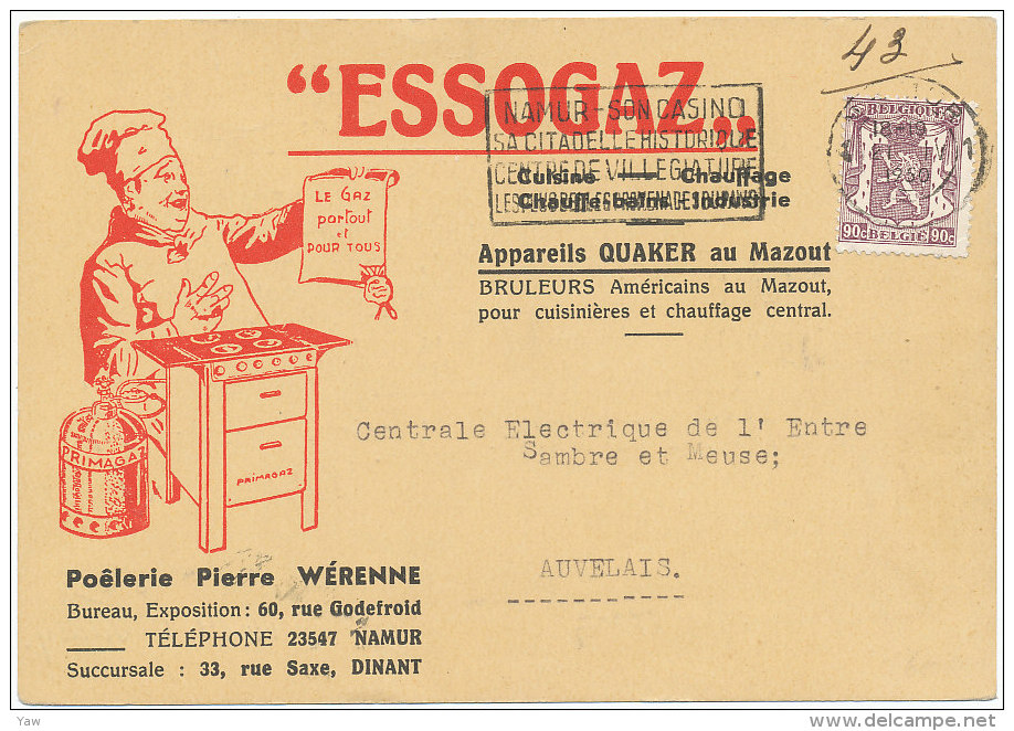 ESSOGAZ 1950 Appareils QUAKER Au Mazout. Poelerie Pierre Wérenne - Electricity & Gas