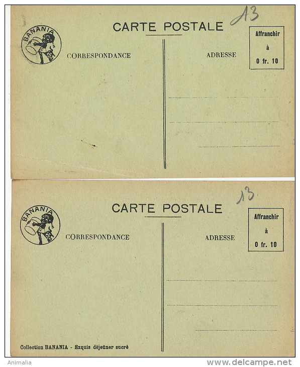 Pub Banania Petit Noir Et Chat Noir Sur 2 Cartes Expo Coloniale Marseille 1922 - Publicité