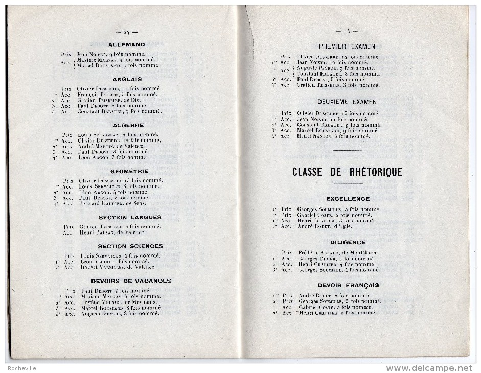 Institution NOTRE-DAME- Valence- ( Drôme)- Distribution Solennelle Des Prix - Année 1921- - Diplome Und Schulzeugnisse