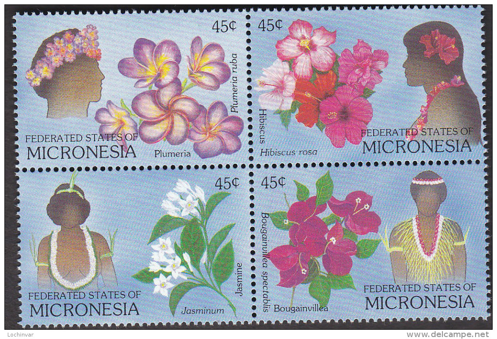 MICRONESIA, FLOWERS BLOCK 4 MNH - Micronesia