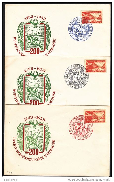 Yugoslavia 1953, Set Of Illustrated Covers "200 Years Of Postoffice In Horgosu",w./ Special Postmark, Ref.bbzg - Cartas & Documentos