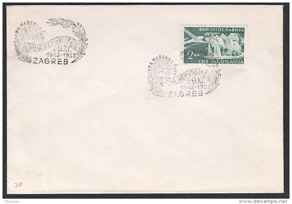 Yugoslavia 1953, Cover W./ Special Postmark "Day Of Republic 29.11.1953, Zagreb", Ref.bbzg - Cartas & Documentos