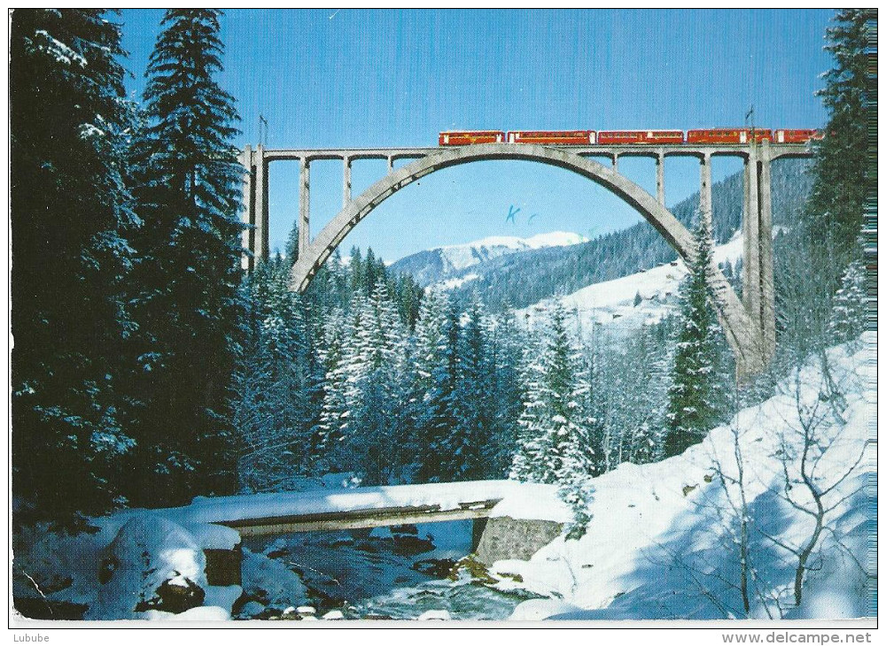 Langwies - Viadukt Mit Rhätischer Bahn Im Winter          Ca. 1970 - Langwies