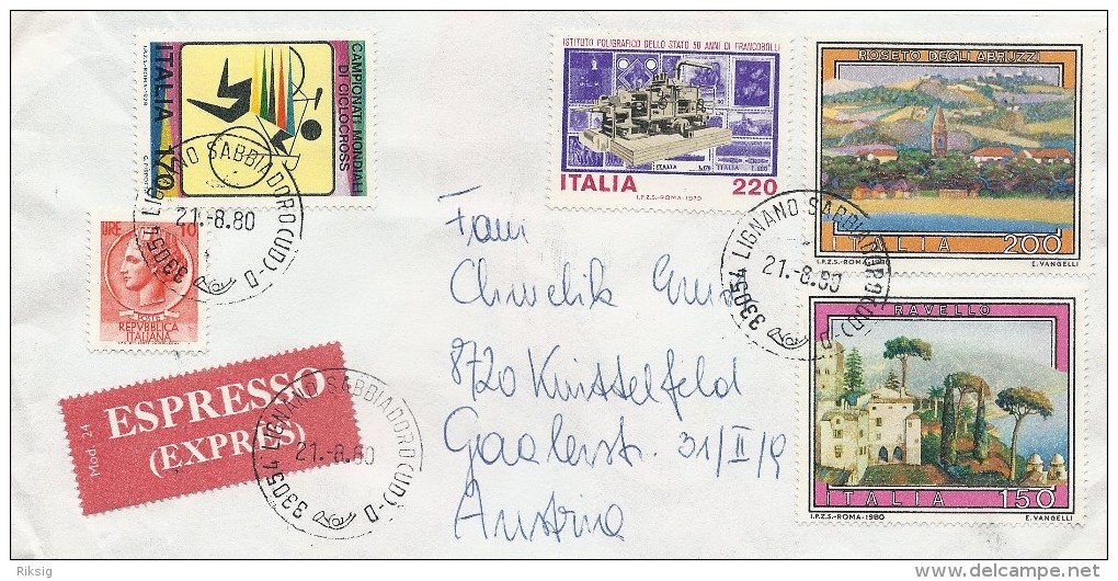 Italy  -  Expres Cover Sent To Austria 1980.   # 788 # - Unclassified