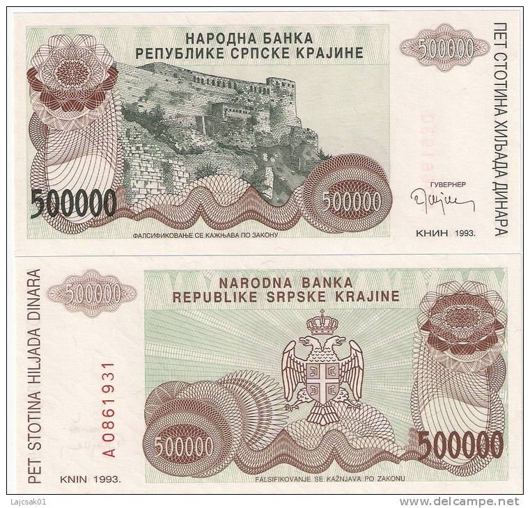 CROATIA 500.000 DINARA 1993. UNC P-R23 - Croatia