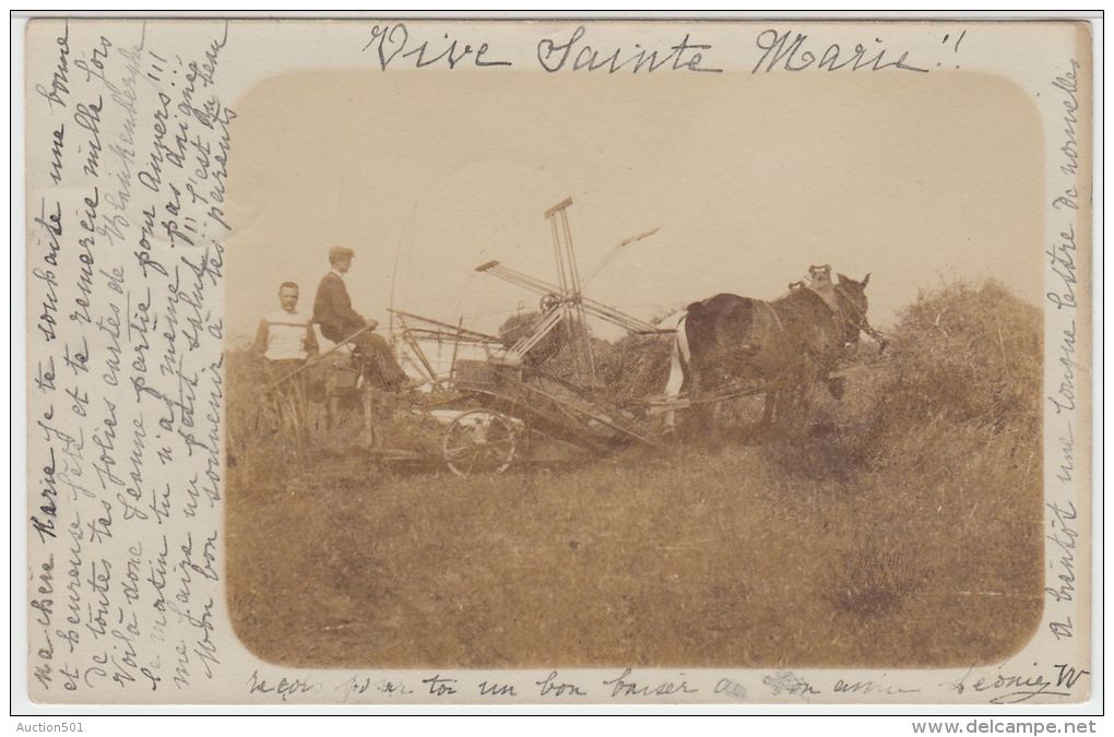 22001g AGRICULTURE - TRAVAUX Des CHAMPS - MOISSONEUSE - BATTEUSE - 1903 - Carte Photo - Namur