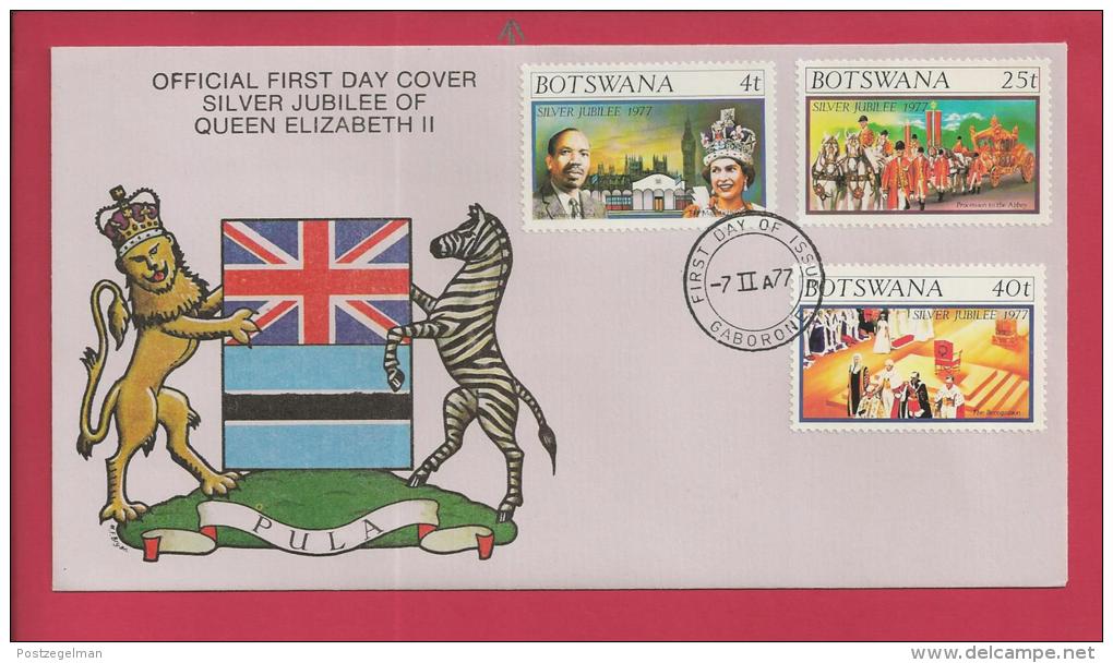 BOTSWANA, 1977,  Mint FDC, Silver Jubilee, MI 179-181, F3611 - Botswana (1966-...)