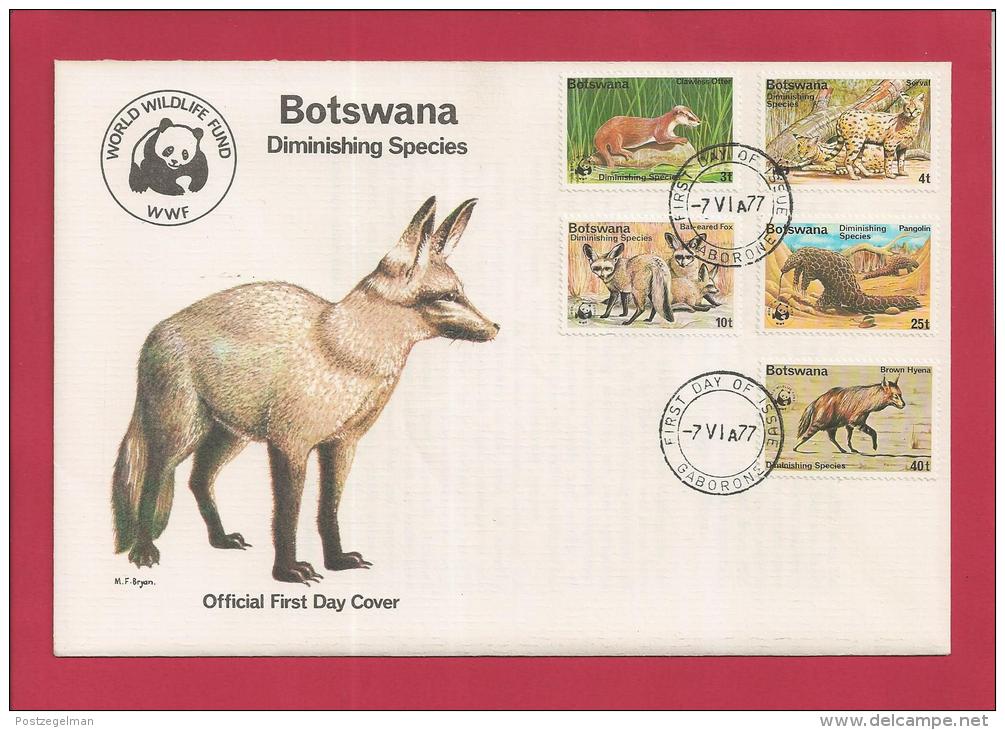 BOTSWANA, 1977,  Mint FDC, WWF Diminishing Species, MI 182-186, F3612 - Botswana (1966-...)