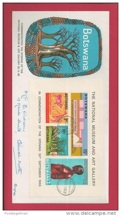 BOTSWANA, 1968,  Addressed FDC, National Museum, Block 1, MI 43-46, F3639 - Botswana (1966-...)