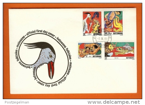 BOTSWANA 1980,  Mint FDC, Folktales,  MI 253-256, F3142 - 1885-1964 Bechuanaland Protectorate