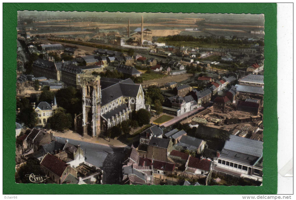 59 HAUBOURDIN -EGLISE SAINT MACLOU LA CIMENTERIE LIGNE DE CHEMIN FER VUE AERIENNE CPSM Année 1960 - Haubourdin