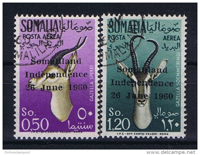 Somalia: 1960 Mi Nr 2 + 3 Airmail  Used - Somalië (1960-...)