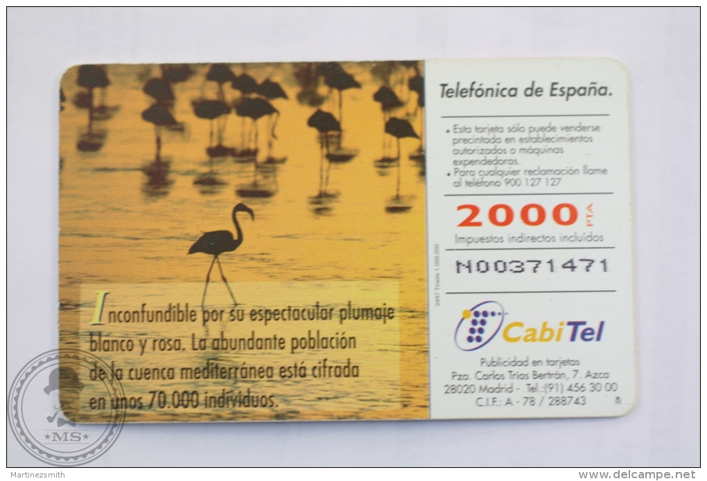 Spanish Collectible  Phone Card Telefonica: Fauna Iberica - Flamenco (Phoenicopterus Ruber) American Flamingo - Otros & Sin Clasificación