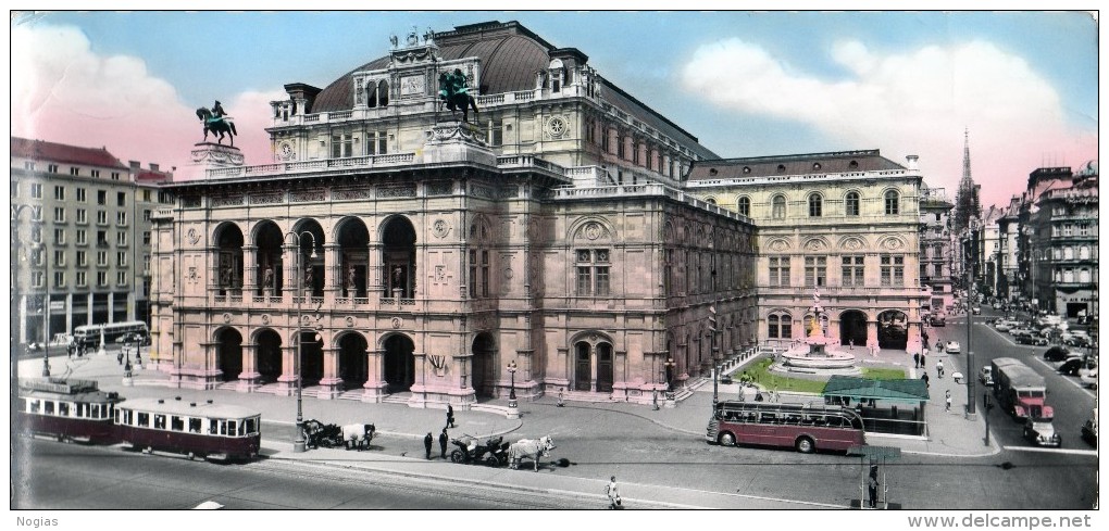 WIEN - LE GRAND OPERA AVEC LA CATHEDRALE ST-ETIENNE - SUPERBE CARTE PHOTO-SEMI-MODERNE,EN COULEUR, TRES ANIMEE -  TOP !! - Kirchen