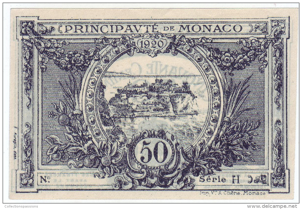 RARE - Billet Principauté De Monaco - 50 Centimes 1920 - - Mónaco