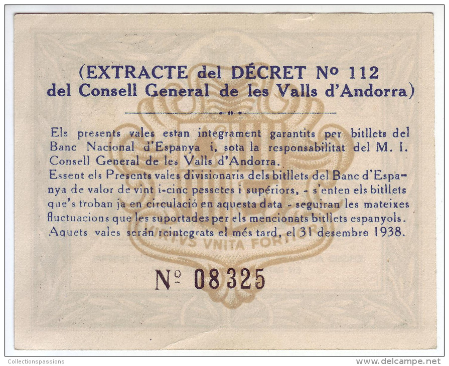 RARE - Billet Principauté D'Andorre - Una Pesseta 1936 - - Andorre