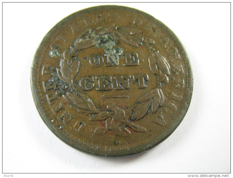 US USA 1 ONE LARGE CENT  CORONET  1839 COIN   LOT 27 NUM  20 - 1816-1839: Coronet Head (Tête Couronnée)