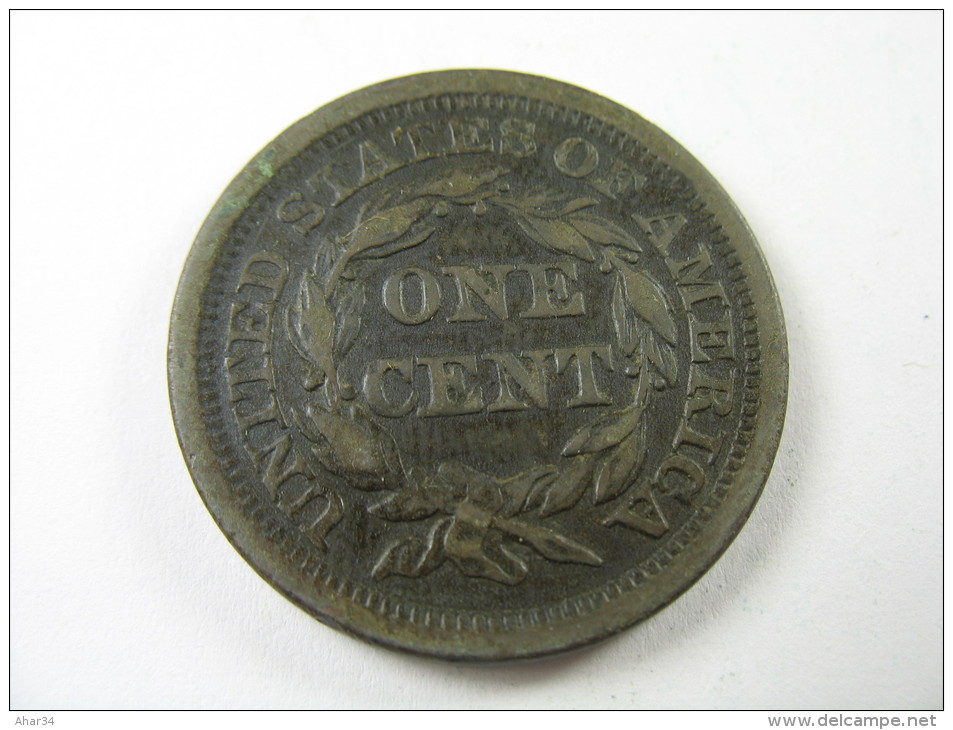 US USA 1 ONE LARGE CENT  BRAIDED  1854 COIN  HIGH GRADE  LOT 27 NUM  22 - 1840-1857: Braided Hair (Cheveux Tressés)