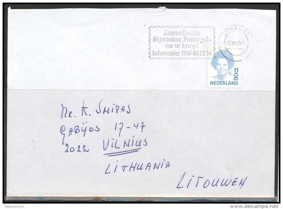 NETHERLANDS Brief Postal History Envelope NL 001 UTRECHT Slogan Cancellation Philately - Covers & Documents