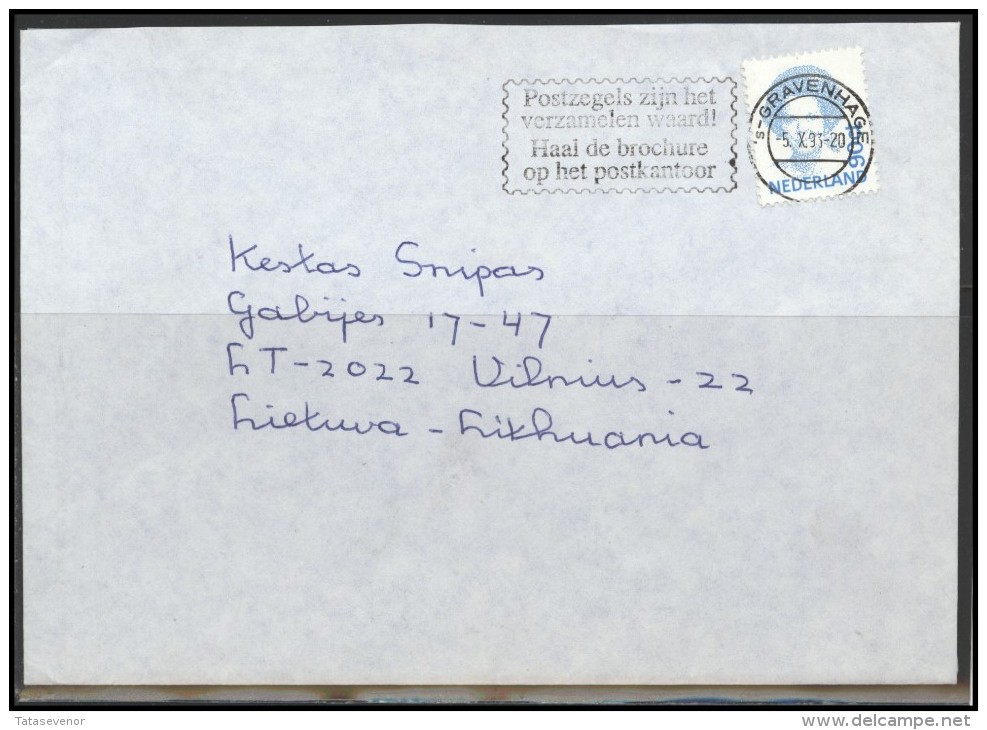NETHERLANDS Brief Postal History Envelope NL 002 GRAVENHAGE Slogan Cancellation Philately - Covers & Documents
