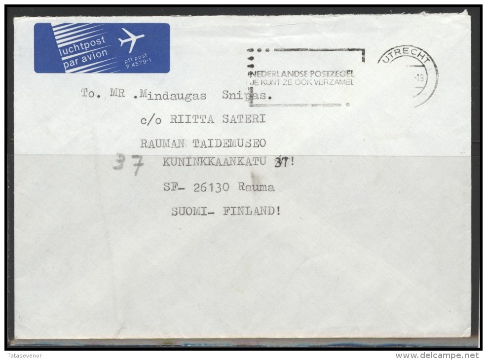 NETHERLANDS Brief Postal History Envelope Air Mail NL 012 UTRECHT Slogan Cancellation Philately Propaganda - Brieven En Documenten