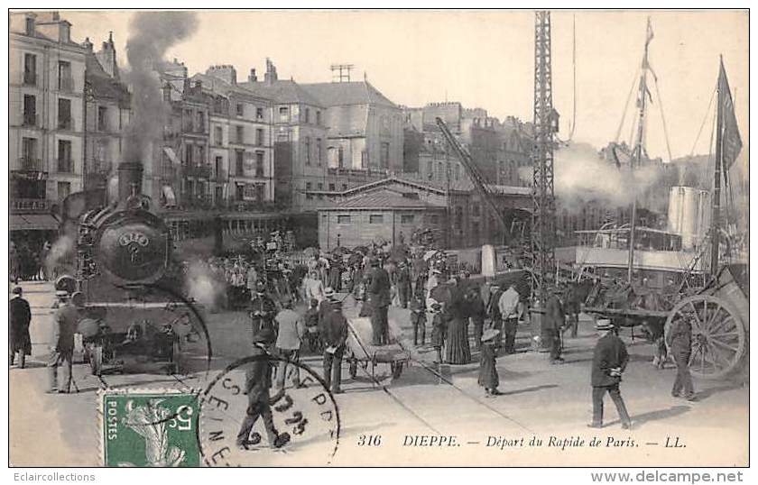 Dieppe    76  Train .Départ Du Rapide De Paris - Dieppe