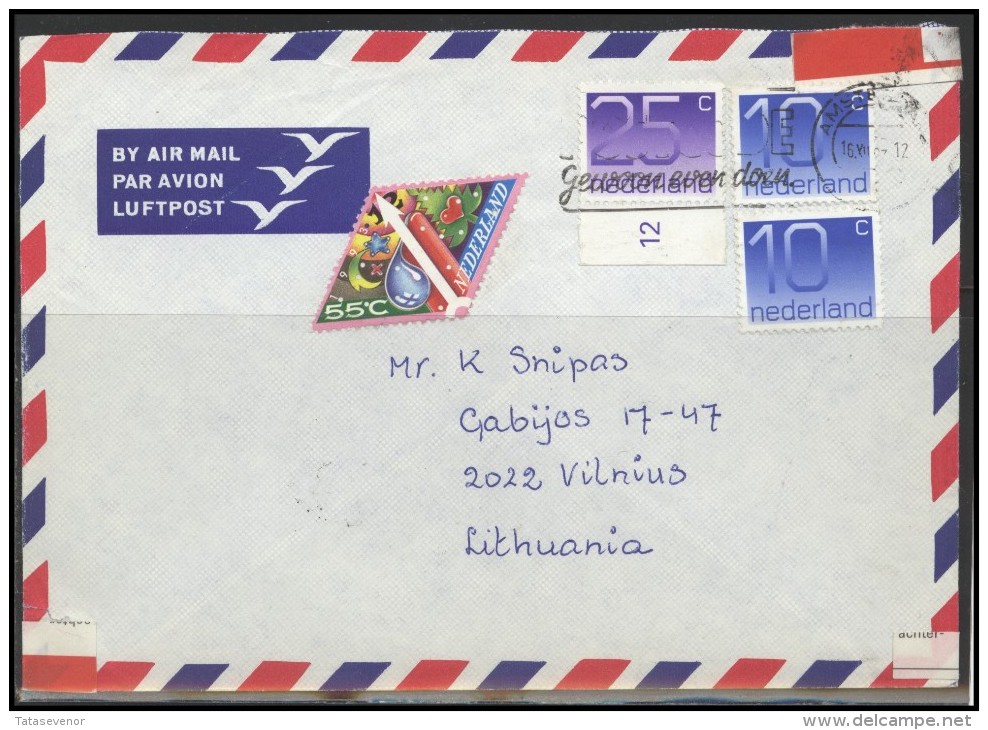 NETHERLANDS Brief Postal History Envelope Air Mail NL 014 AMSTERDAM Slogan Cancellation Triangular Stamp New Year - Brieven En Documenten