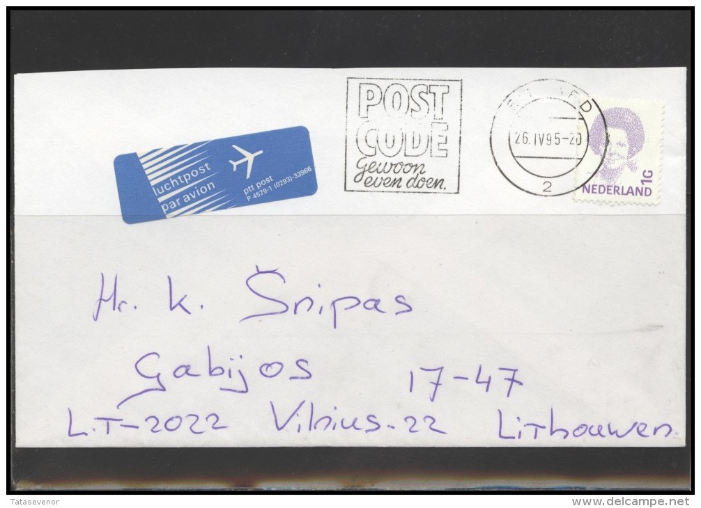NETHERLANDS Brief Postal History Envelope Air Mail NL 017 Slogan Cancellation - Brieven En Documenten