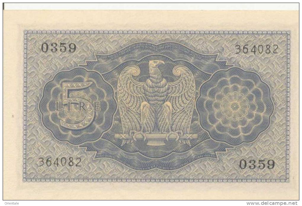 ITALY  P. 28 5 L 1944 UNC - Regno D'Italia – 5 Lire