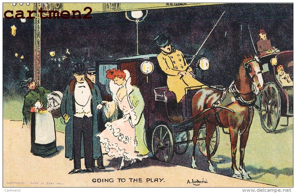 ILLUSTRATOR TUDOVICI " GOING TO THE PLAY " ATTELAGE FIACRE ELEGANTE DEMOISELLE HARNESS HACKNEY CAB - Other & Unclassified