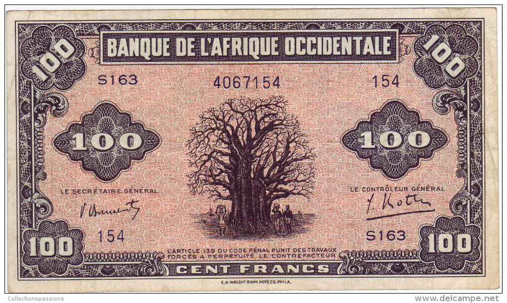 BANQUE DE L' AFRIQUE OCCIDENTALE - 100 Francs - - Autres - Afrique