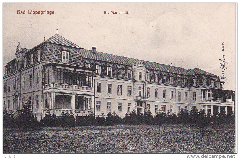 AK Bad Lippspringe - St. Marienstift - Prachtstempel Bahnpost Warburg-Emden Zug 640 - 1911 (4243) - Bad Lippspringe