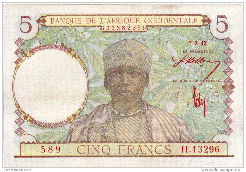 BANQUE DE L' AFRIQUE OCCIDENTALE - 5 Francs. Valeur Rouge - - Other - Africa