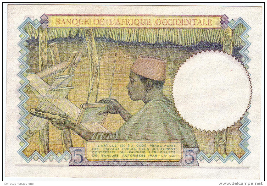 BANQUE DE L' AFRIQUE OCCIDENTALE - 5 Francs. Valeur Rouge - - Otros – Africa