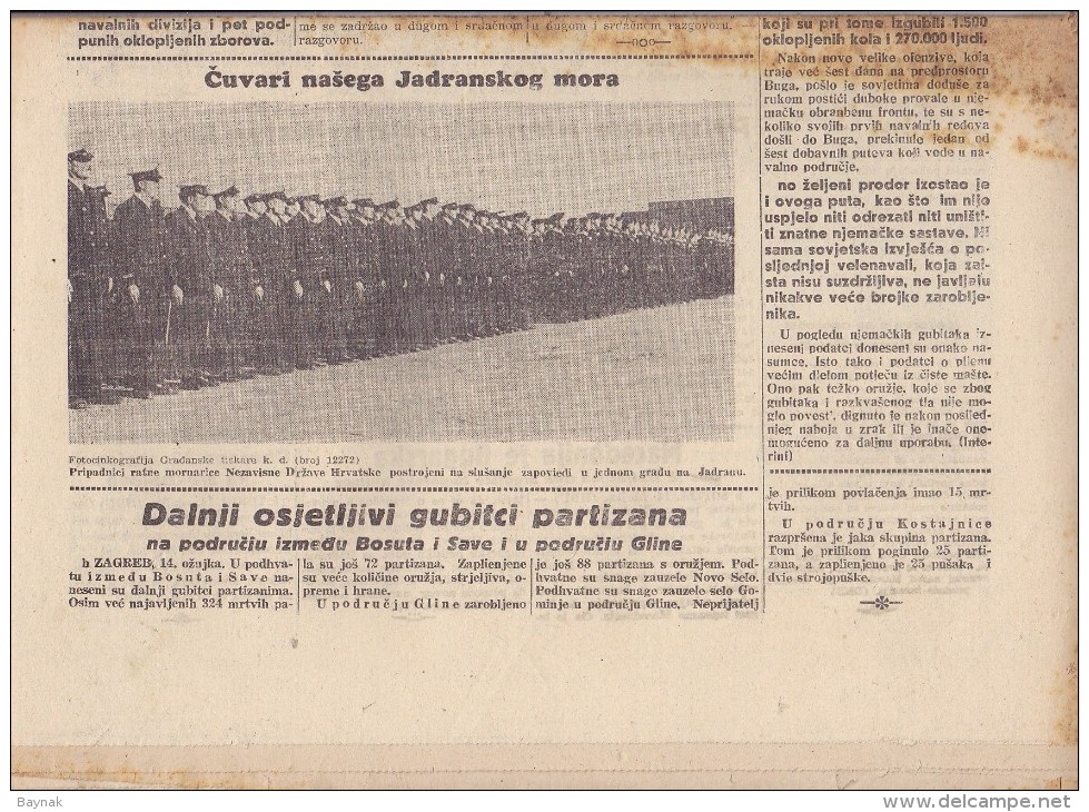 CROATIA  ---  OSIJEK  --  ,, HRVATSKI LIST ,,  15. OZUJKA 1944.  --  NDH  --  NEZAVISNA DRZAVA HRVATSKA  --  16 STRANICA - Croatie