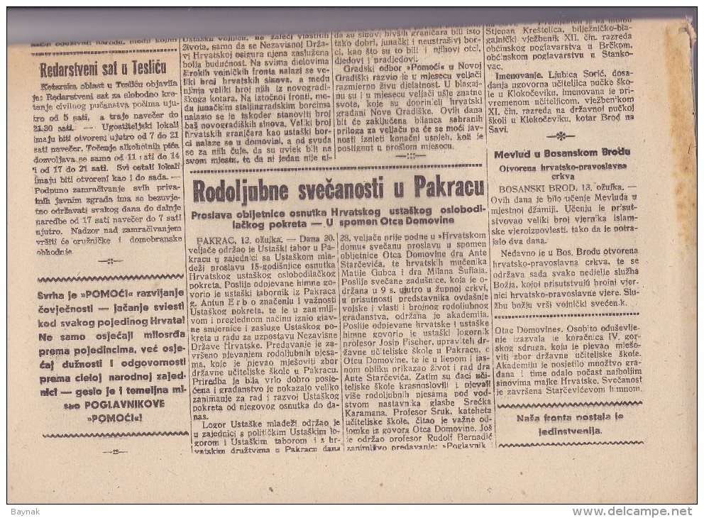 CROATIA  ---  OSIJEK  --  ,, HRVATSKI LIST ,,  15. OZUJKA 1944.  --  NDH  --  NEZAVISNA DRZAVA HRVATSKA  --  16 STRANICA