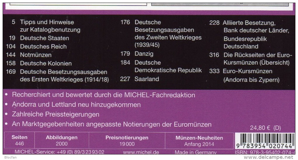 Münzen-MICHEL Deutschland 2014 Neu 25€ : DR Ab 1871 III.Reich BRD Berlin DDR Numismatik Coin Catalogue 978-3-94502-074-4 - Andere & Zonder Classificatie