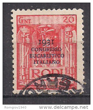 COLONIE ITALIANE EGEO 1931 CONGRESSO EUCARISTICO SASS. 32 USATO VF - Egeo