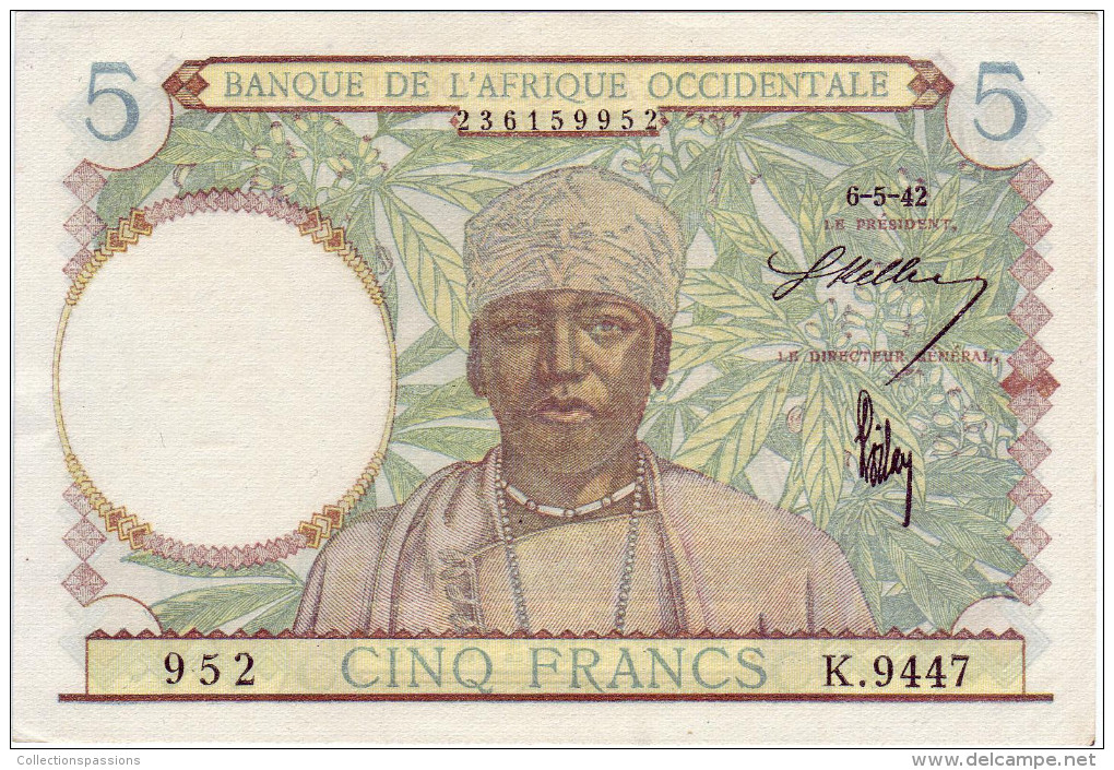 BANQUE DE L' AFRIQUE OCCIDENTALE - 5 Francs. Valeur Bleu Clair - - Sonstige – Afrika